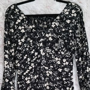 Old Navy Dress, Medium, Black, beige floral pattern